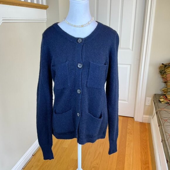 Gap Sweater Cardigan Lady Style Navy Alpaca Wool Preppy (M) - Picture 1 of 5